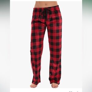 #followme Silky Fleece Buffalo Plaid Pajama Pants for Women. Size s. Red + black